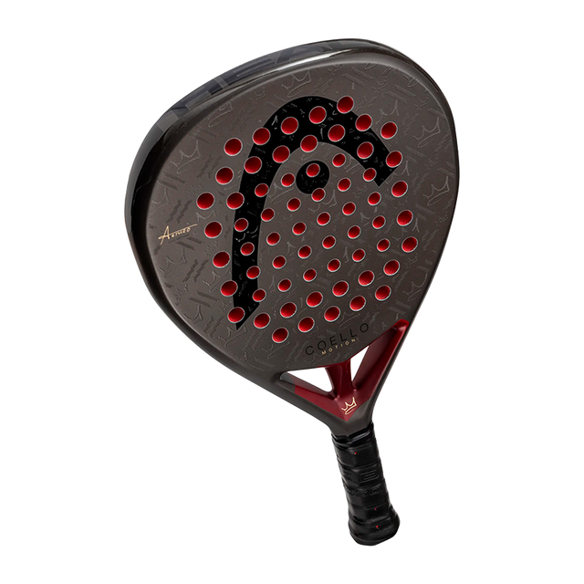 Head Coello Motion 2026 padel racket by Racket Central, dark gray with red perforations on Tampa Home & Garden Store