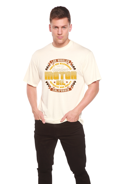 Motor Oil graphic men's short sleeve T-shirt cream bamboo viscose/organic cotton by Spun Bamboo on Tampa Home & Garden Store