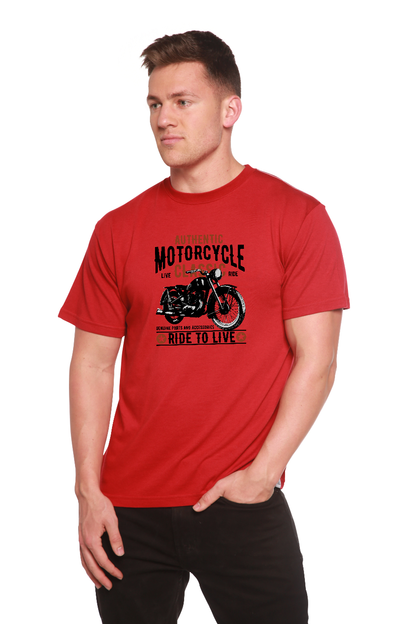 Motorcycle Classic men's graphic tee red by Spun Bamboo, bamboo viscose/organic cotton on Tampa Home & Garden Store