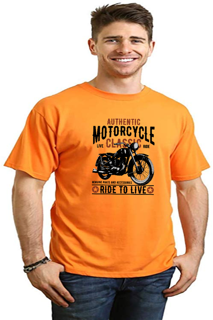 Motorcycle Classic men's orange bamboo viscose/organic cotton graphic tee by Spun Bamboo on Tampa Home & Garden Store