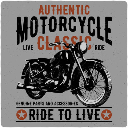 Motorcycle graphic T-shirt for men by Spun Bamboo with bold black and orange text on gray background on Tampa Home & Garden Store