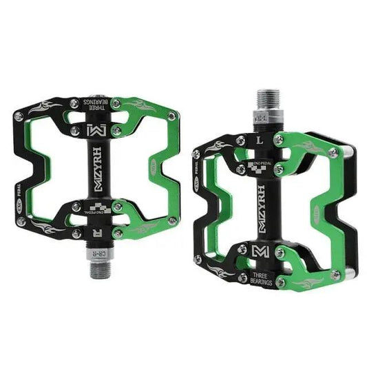Stevvex mountain bike pedals ultralight green-black aluminum alloy with sealed bearings two on Tampa Home & Garden Store