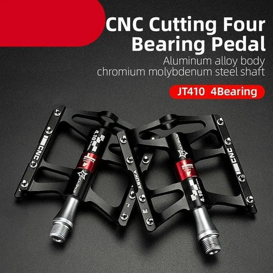 Mountain bike flat pedals Stevvex aluminum alloy platform with 4 bearings CNC black on Tampa Home & Garden Store