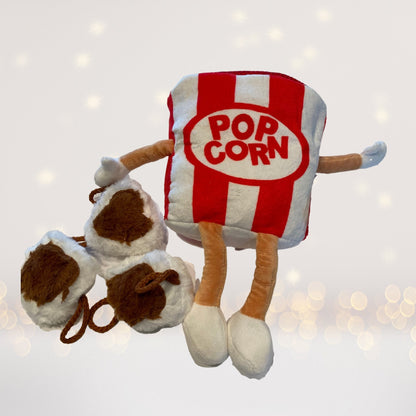 Movie Night Kids Tent Gift Set plush popcorn-bag character with red stripes hanging duo on Tampa Home & Garden Store