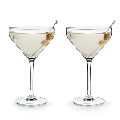 Modern Angled Crystal Martini Coupes Set Of Two