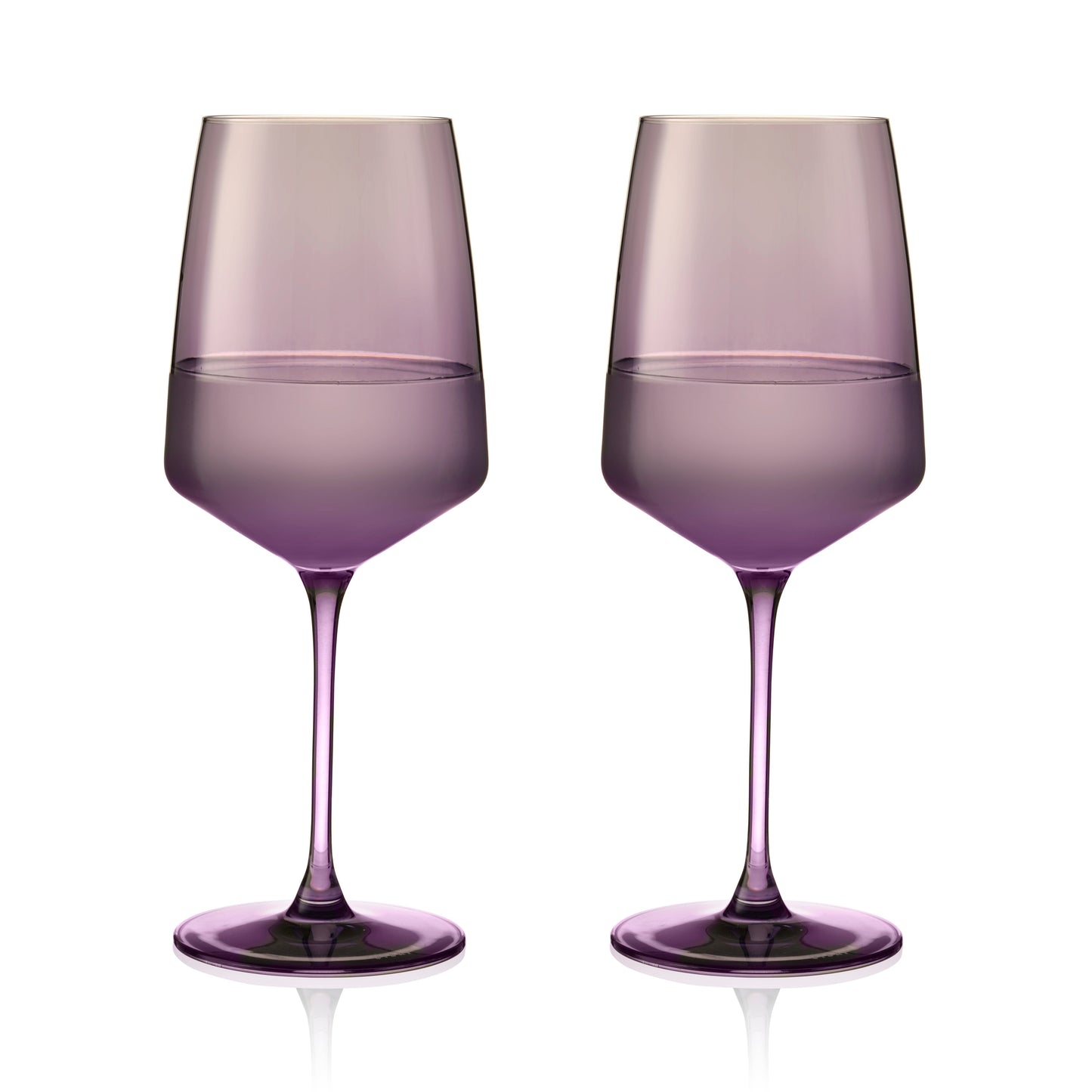Stemmed Violet Crystal Wine Glasses Set of Two
