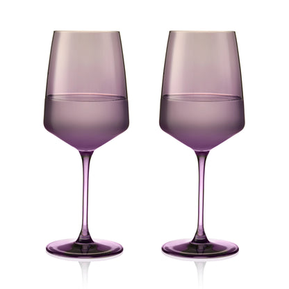 Stemmed Violet Crystal Wine Glasses Set of Two