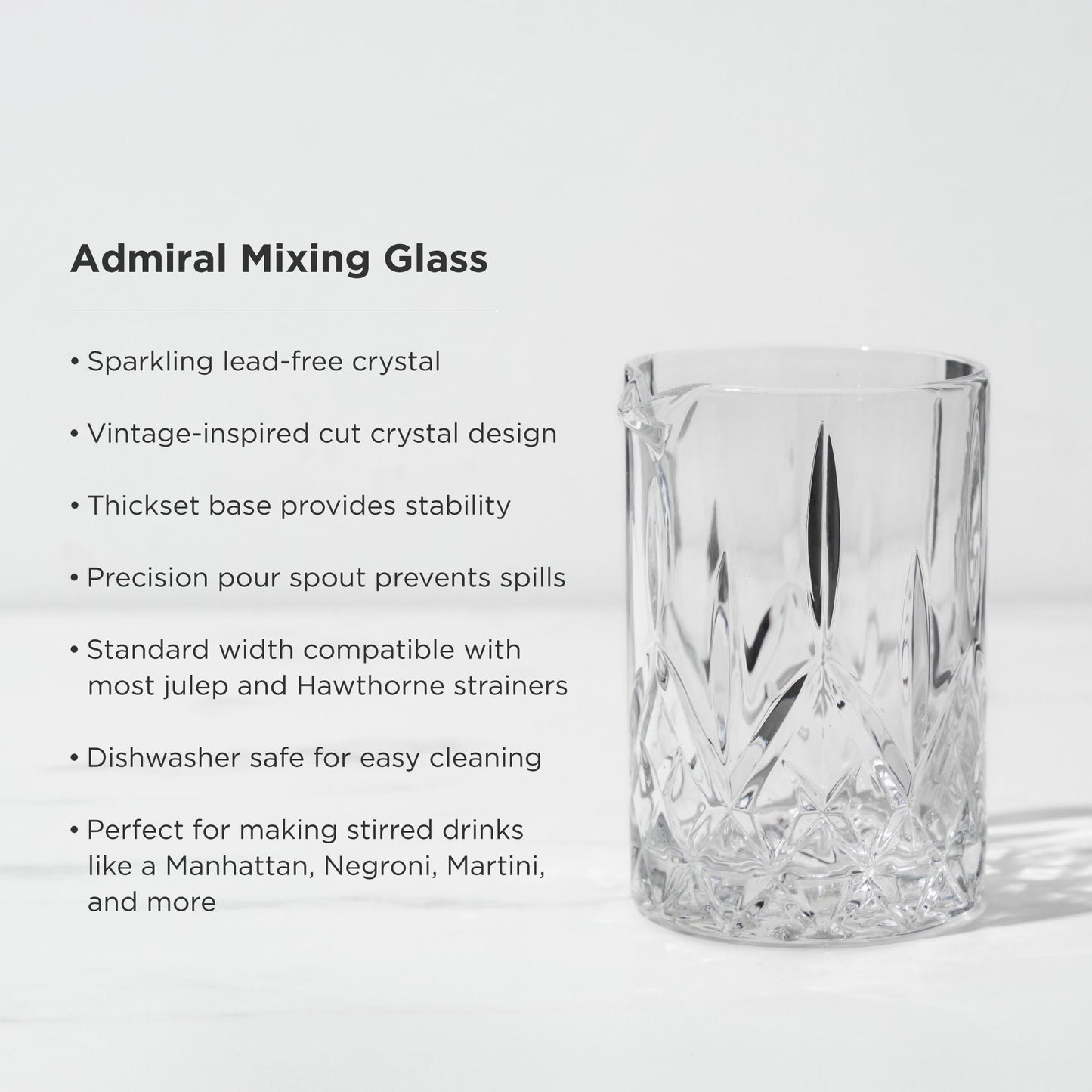 Admiral Offers a Premium Crystal Mixing Glass