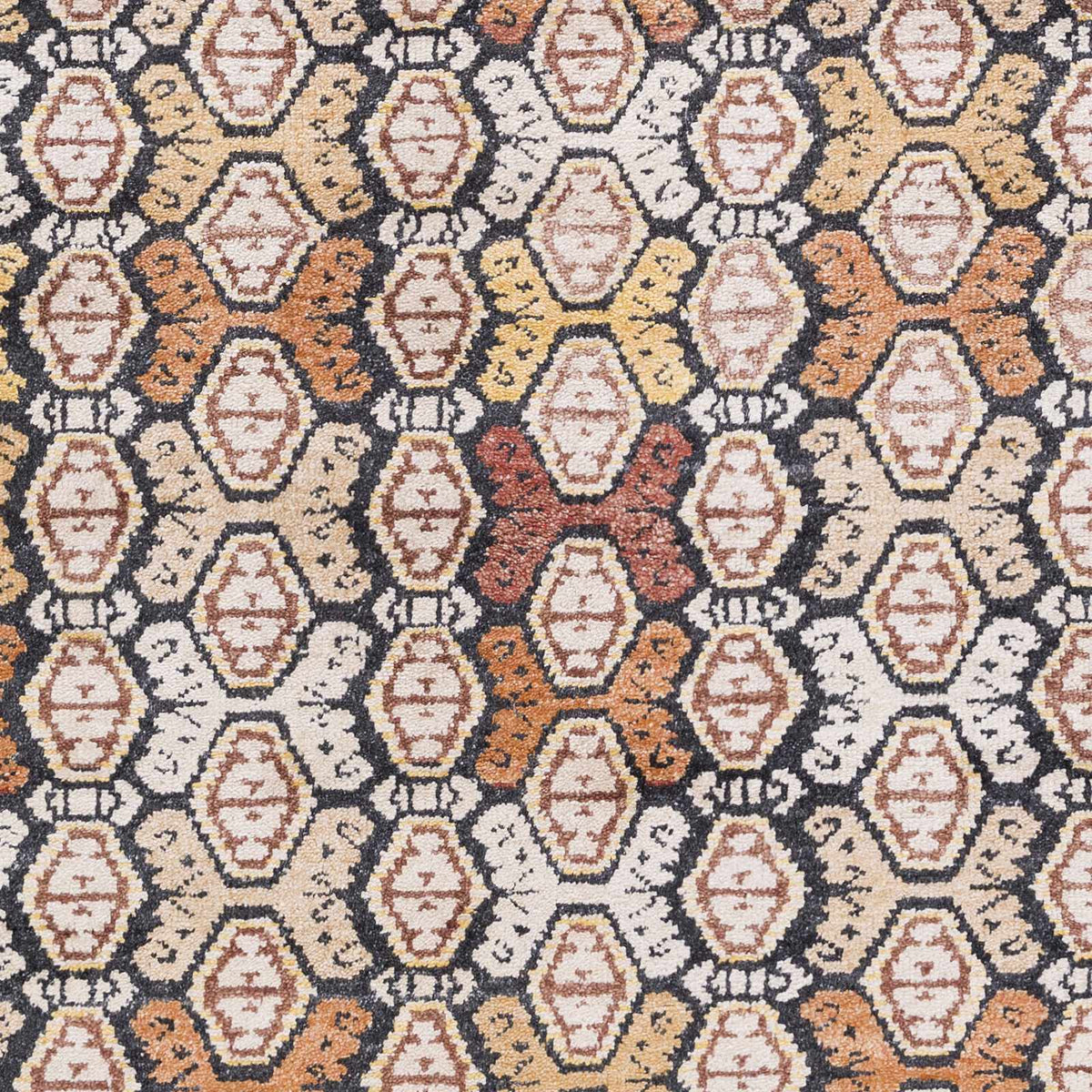Mercersburg Carpet clearance rug by Boutique Rugs in beige tan amber and black hex motifs on Tampa Home & Garden Store