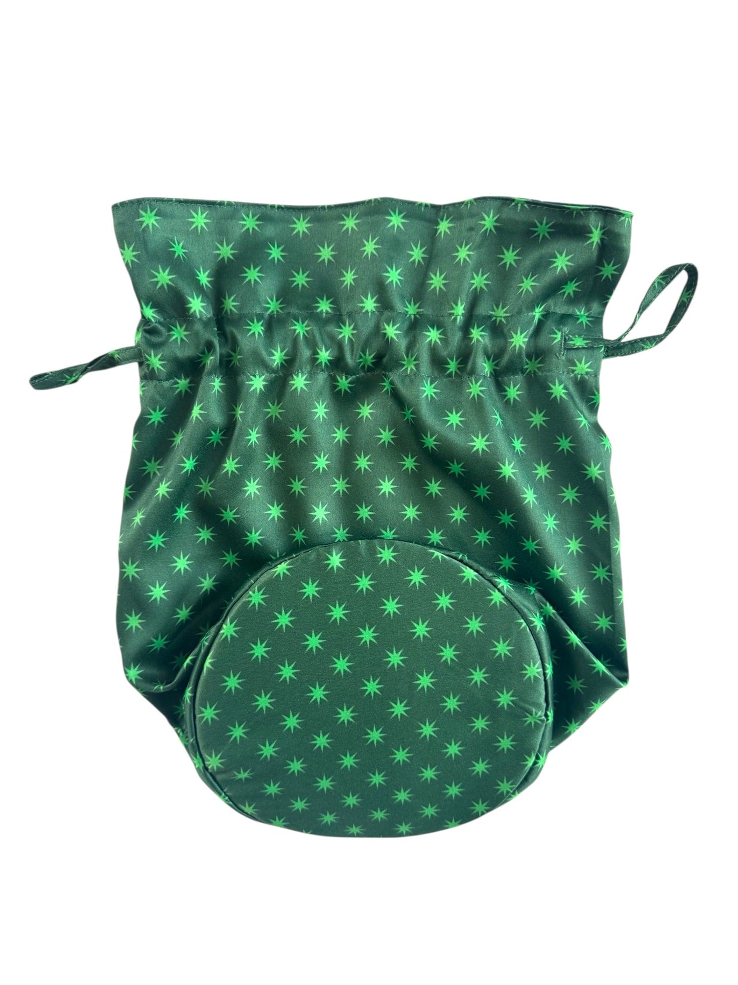 Reversible Medium Reusable Fabric Gift Bag dark green satin with neon starburst pattern on Tampa Home & Garden Store