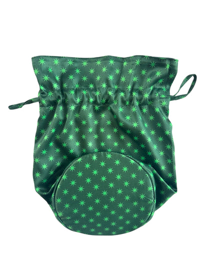 Reversible Medium Reusable Fabric Gift Bag dark green satin with neon starburst pattern on Tampa Home & Garden Store