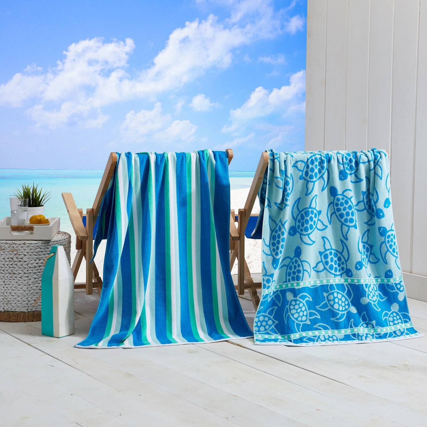Velour Cotton Beach Towels and Maui Two Pack
