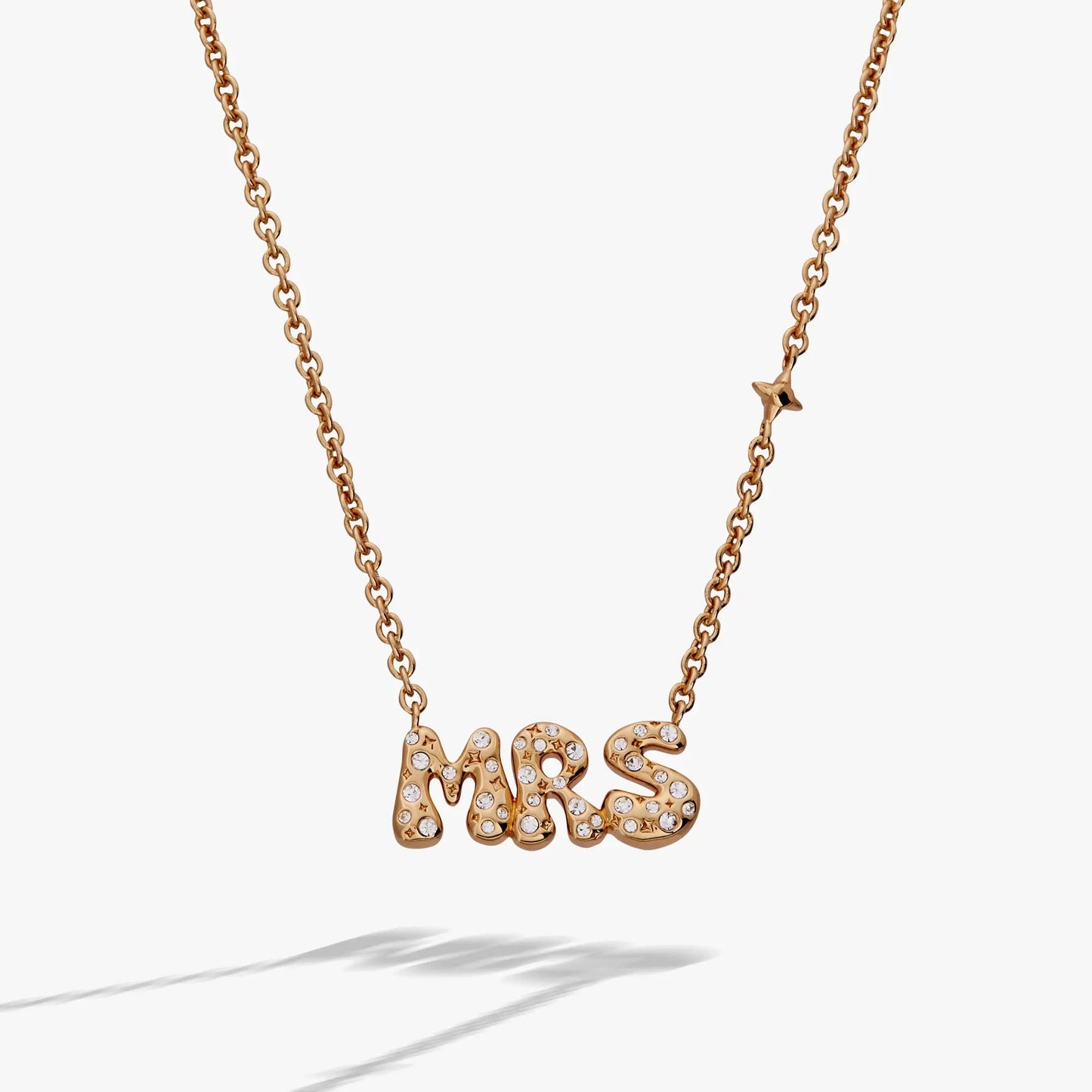 Mrs Bubble Crystal Pendant Necklace by ALEX AND ANI rose gold chain with Mrs pendant on Tampa Home & Garden Store