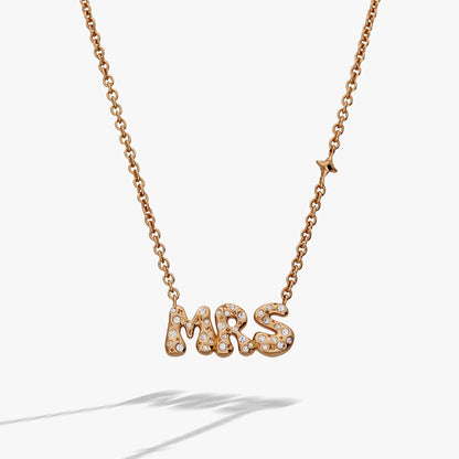 Mrs Bubble Crystal Pendant Necklace by ALEX AND ANI rose gold chain with Mrs pendant on Tampa Home & Garden Store