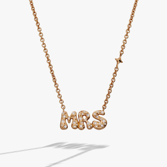 Mrs Bubble Crystal Pendant Necklace by ALEX AND ANI rose gold chain with Mrs pendant on Tampa Home & Garden Store