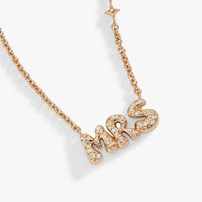 Mrs Bubble Crystal Pendant Necklace rose gold with crystal MRS charm by ALEX AND ANI on Tampa Home & Garden Store