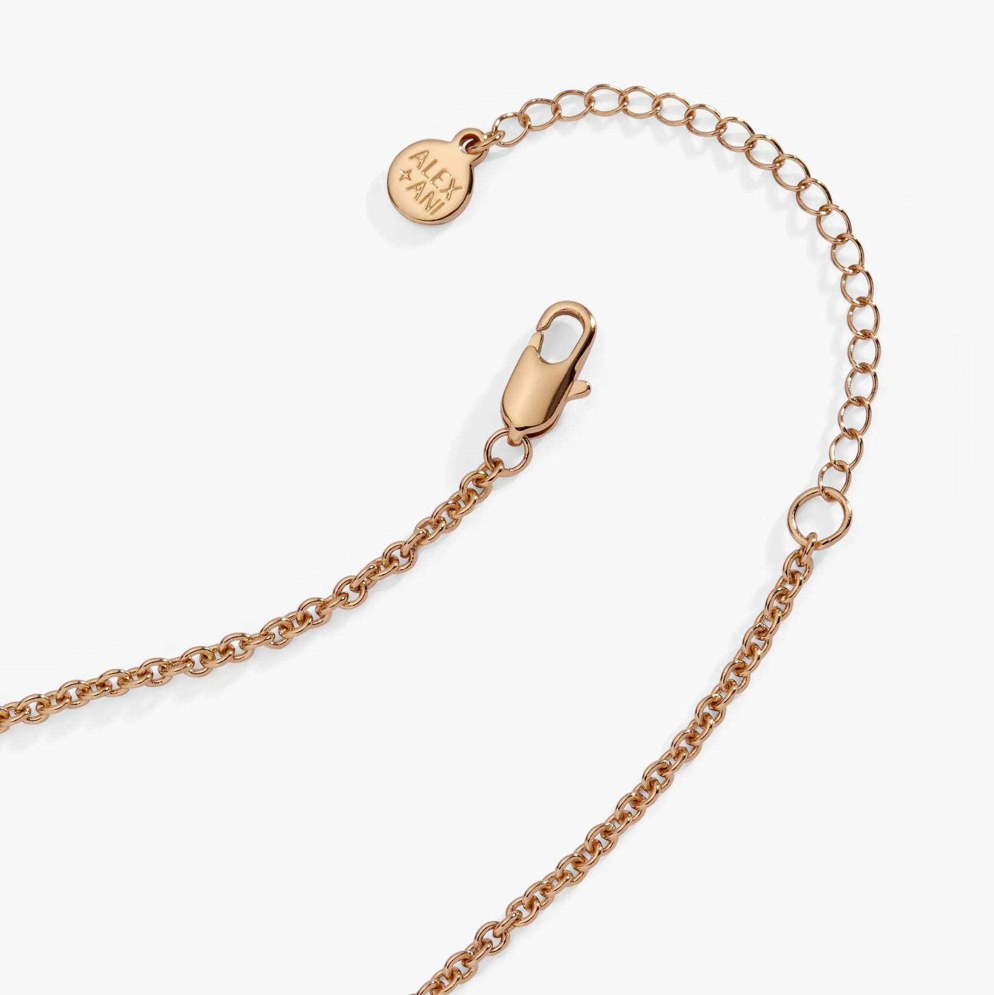 Mrs' Bubble Crystal Pendant Necklace by ALEX AND ANI, rose gold-tone chain with round tag on Tampa Home & Garden Store