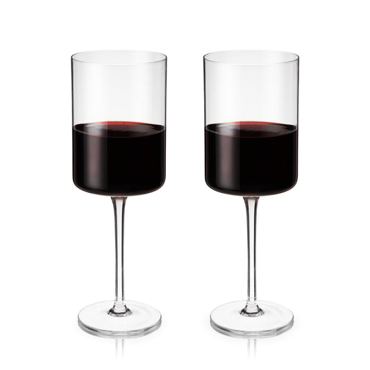 Laurel Crystal Square Red Wine Glass Set of 2