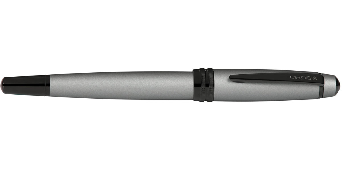 Bailey matte gray lacquer rollerball pen by Cross, with black cap and clip on Tampa Home & Garden Store