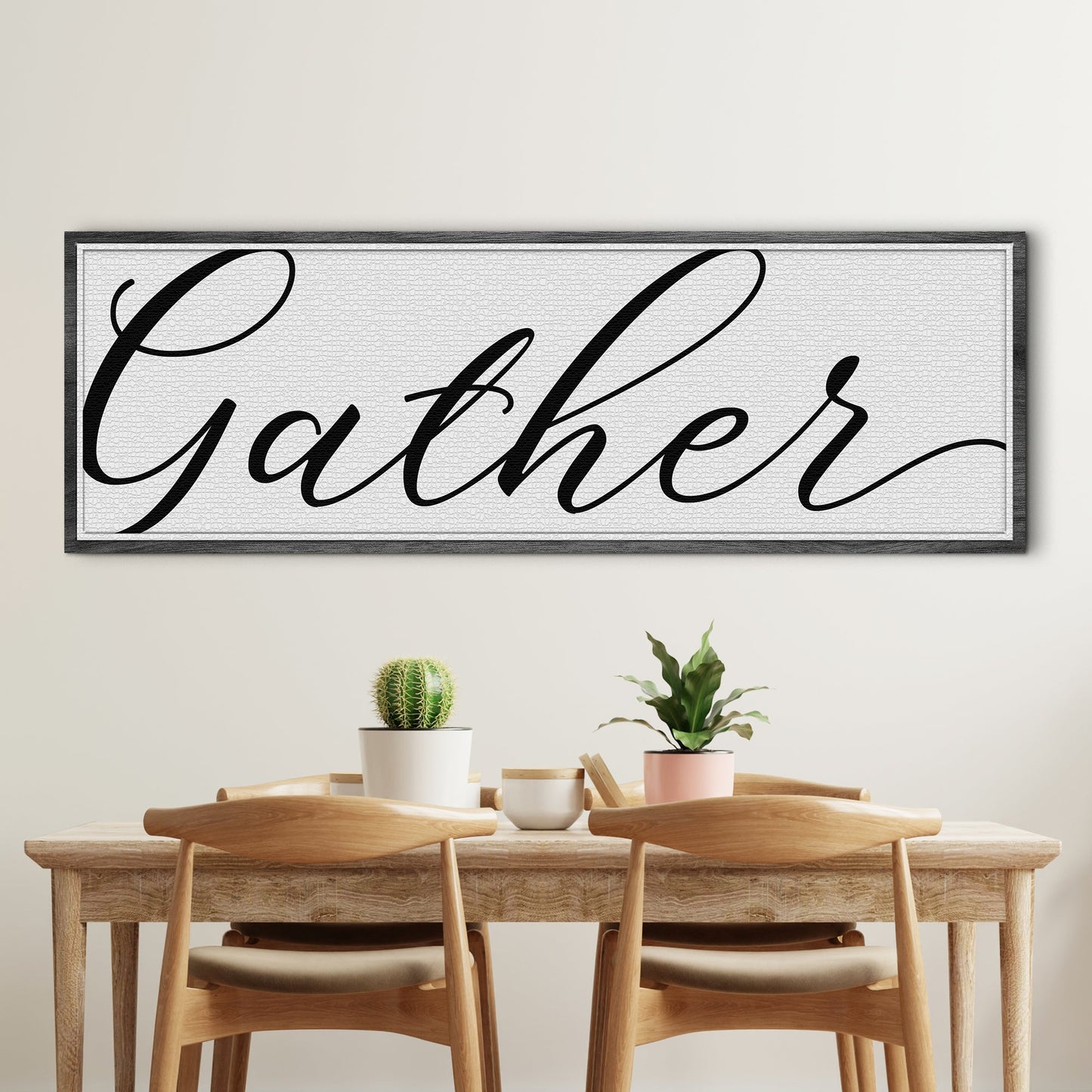 Gather Sign X crafting canvas by Tailored Canvases; canvas with black script lettering on Tampa Home & Garden Store