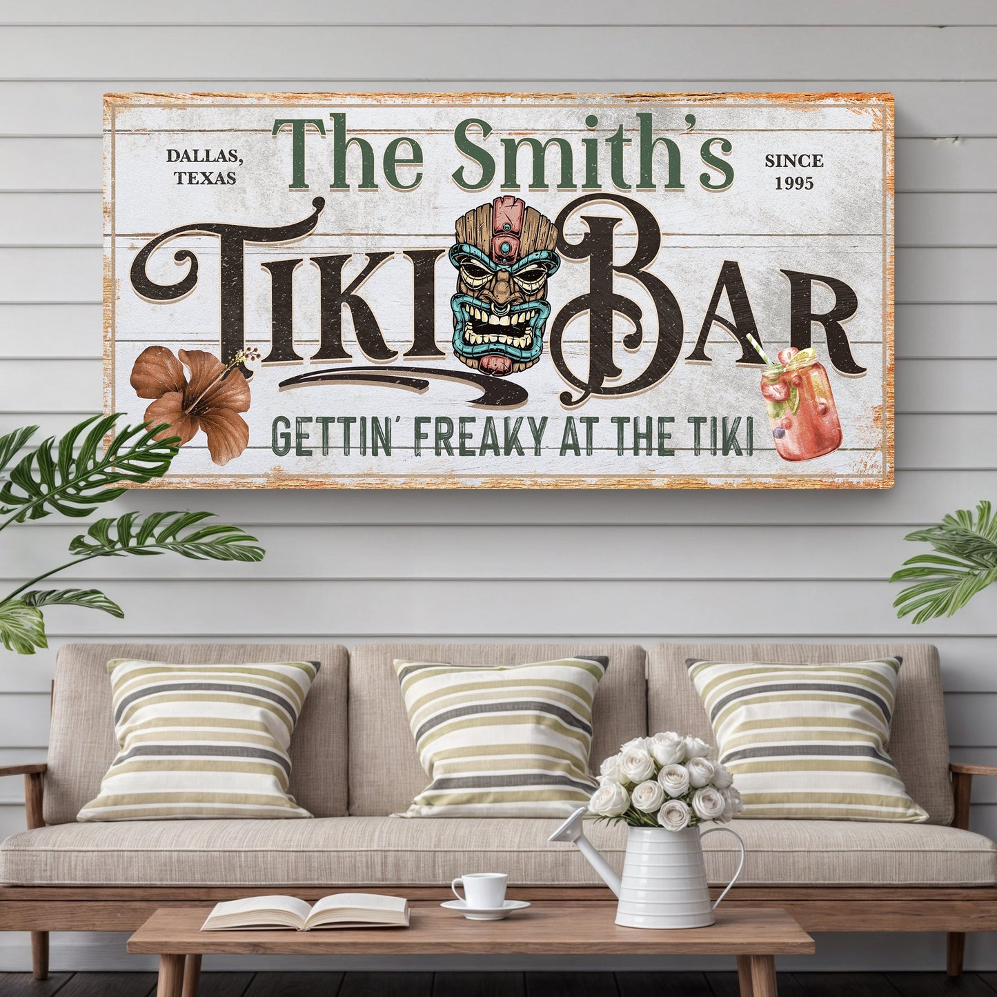 Personalized Tiki Bar Sign canvas by Tailored Canvases crafting canvas wall decor on Tampa Home & Garden Store