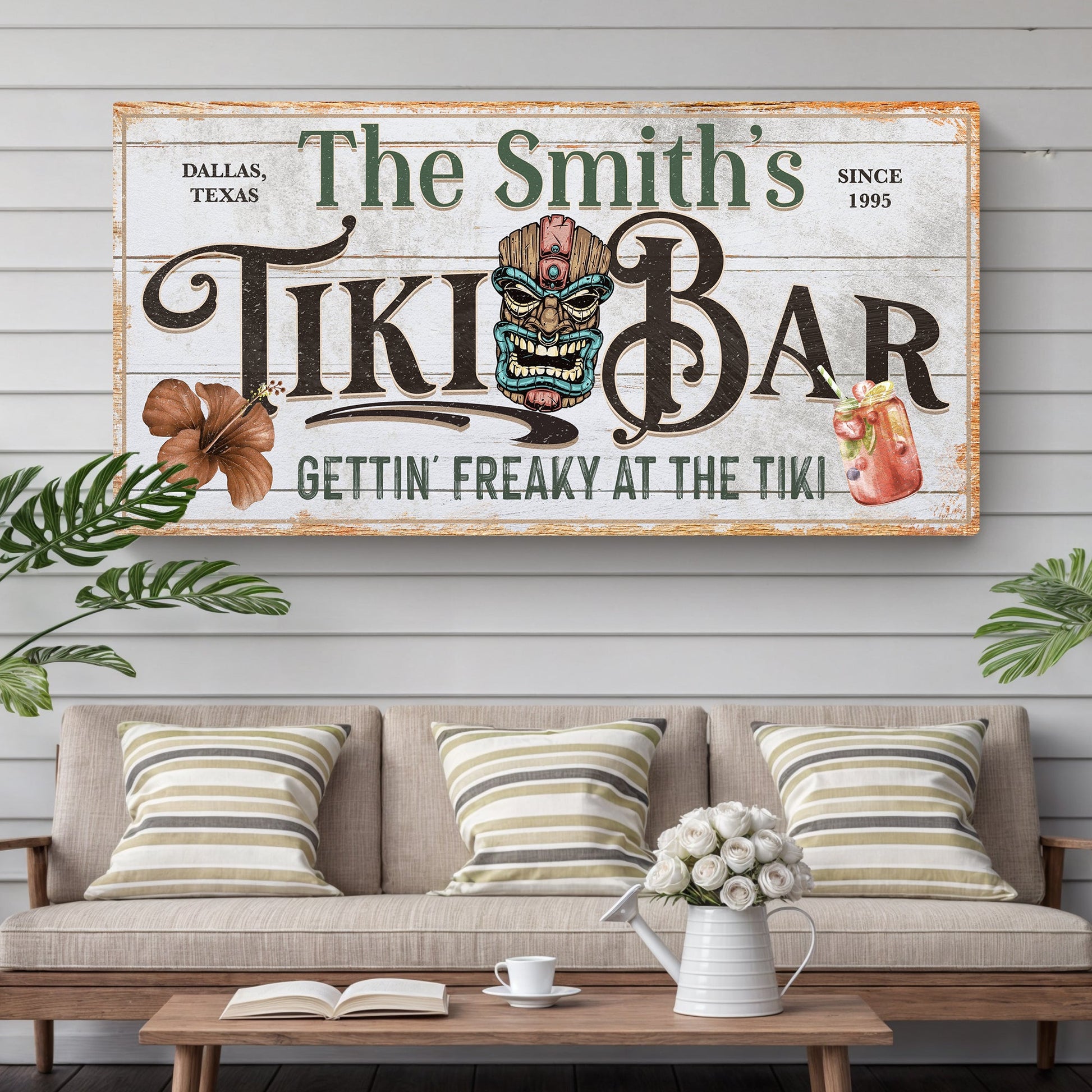 Personalized Tiki Bar Sign canvas by Tailored Canvases crafting canvas wall decor on Tampa Home & Garden Store
