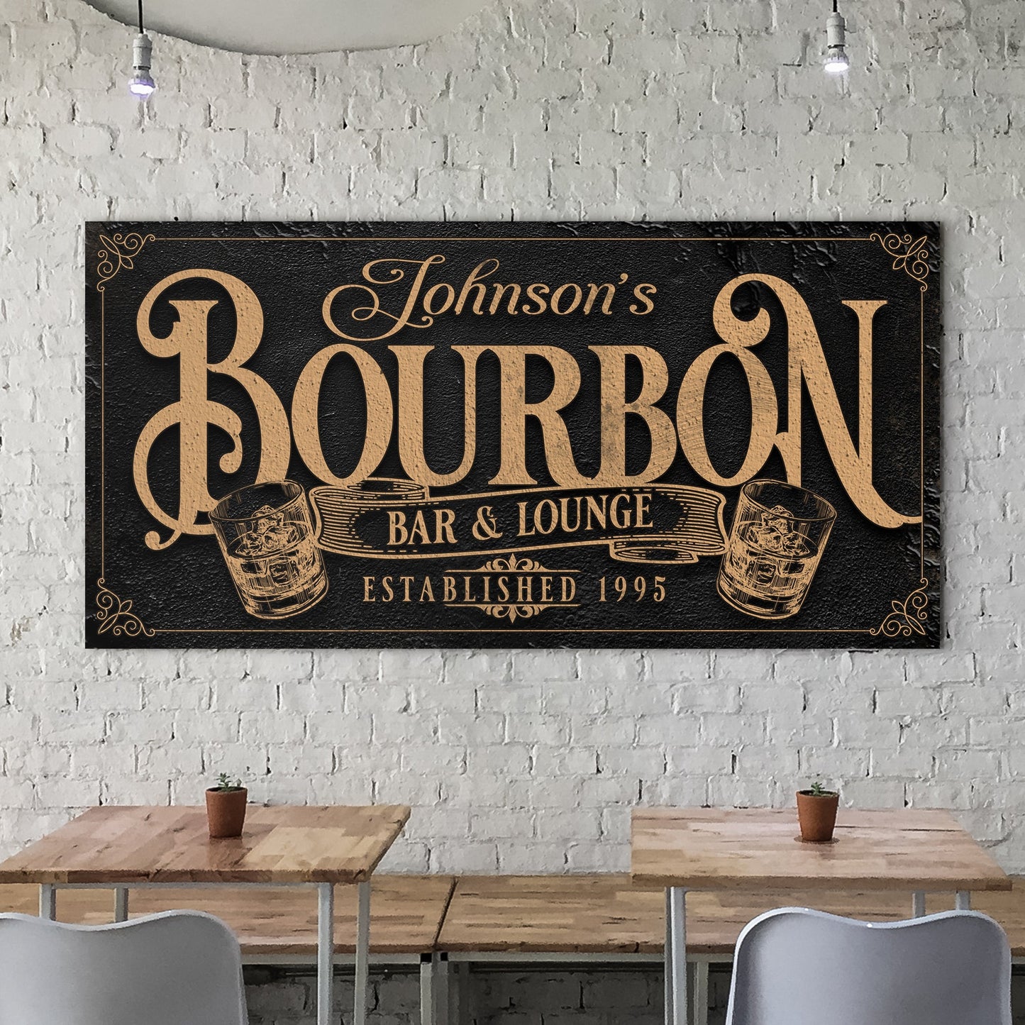 Personalized Bourbon Bar Sign II canvas by Tailored Canvases with Johnson's script on Tampa Home & Garden Store