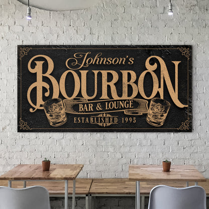 Personalized Bourbon Bar Sign II canvas by Tailored Canvases with Johnson's script on Tampa Home & Garden Store