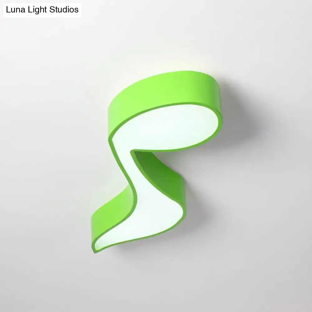 Musical note LED ceiling light in lime-green acrylic with curved ribbon on Tampa Home & Garden Store
