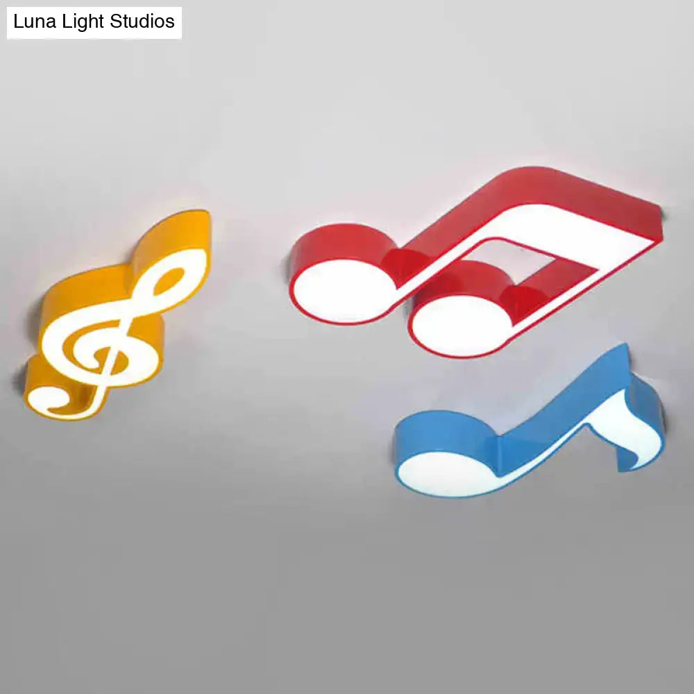 Decorbites colorful acrylic musical note LED ceiling lights trio: yellow, red, blue notes on Tampa Home & Garden Store