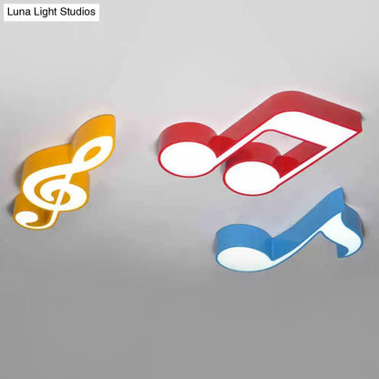 Decorbites colorful acrylic musical note LED ceiling lights trio: yellow, red, blue notes on Tampa Home & Garden Store