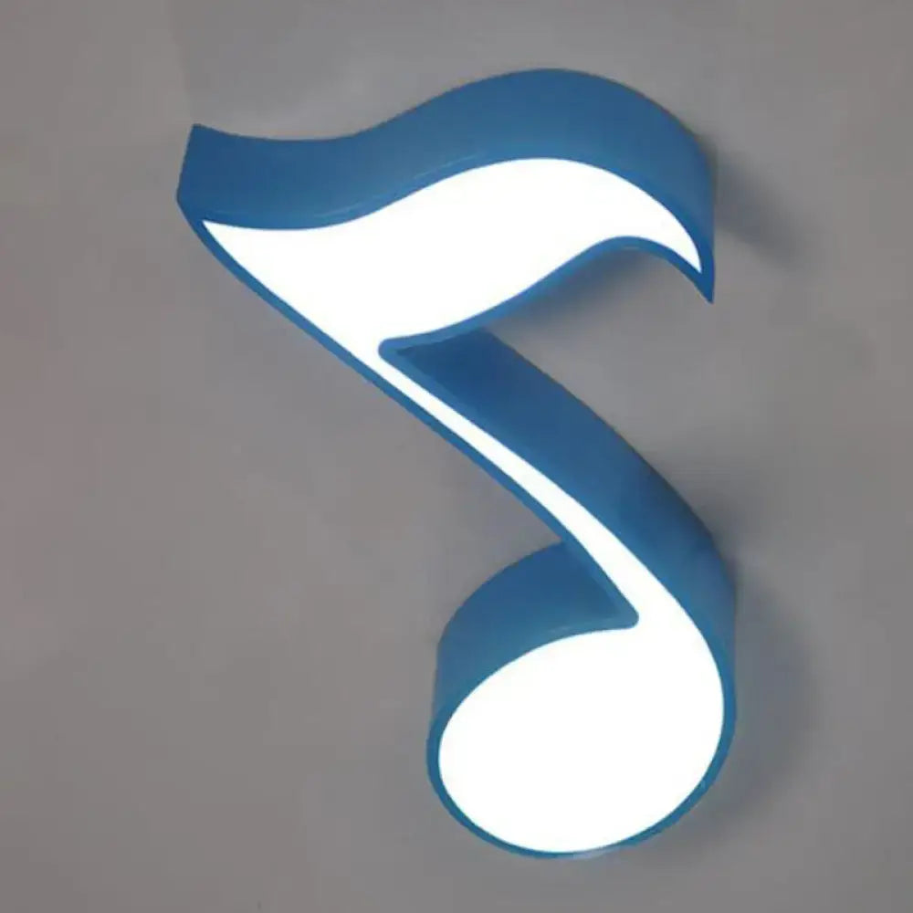 Multicolor acrylic musical note LED ceiling light, blue frame with white glow for kindergarten on Tampa Home & Garden Store