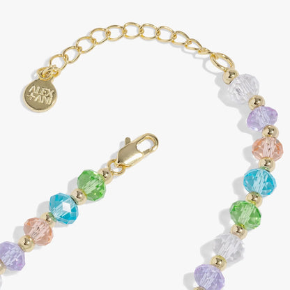 Pastel Crystal Bracelet with Adjustable Chain