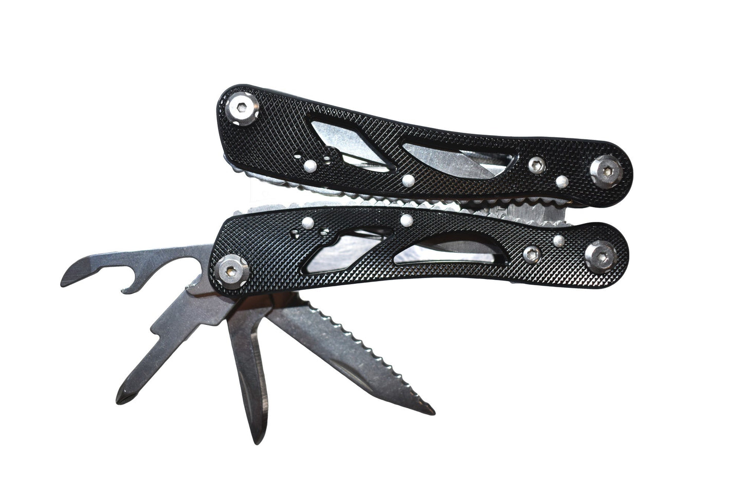River Country Gear multi tool with black textured handles and fold-out blades on Tampa Home & Garden Store
