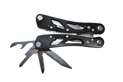 River Country Gear multi tool with black textured handles and fold-out blades on Tampa Home & Garden Store