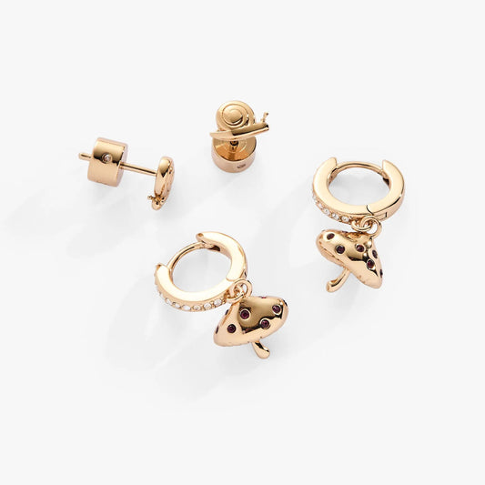 Mushroom Earring Duo Set by Alex and Ani, rose-gold tone with crystal accents on Tampa Home & Garden Store
