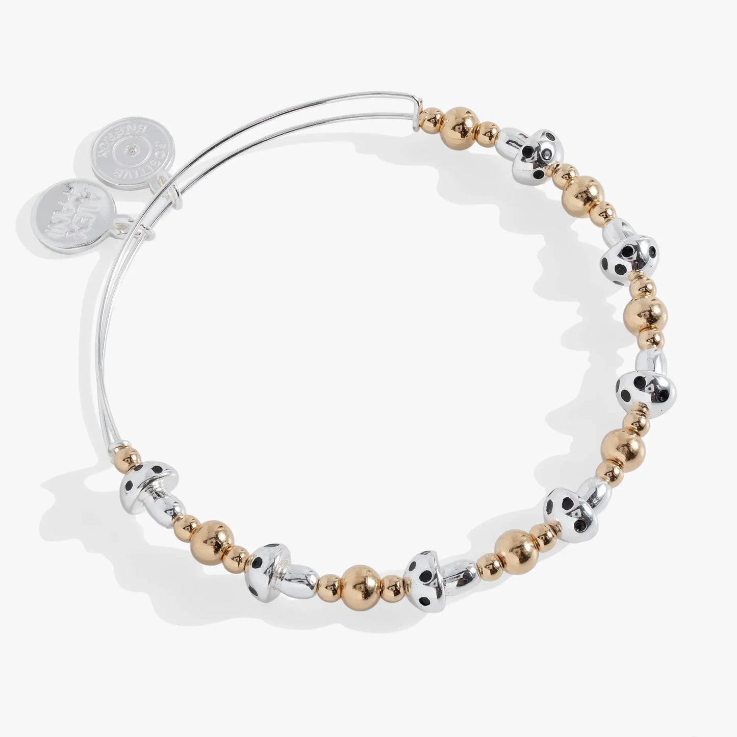 Mushroom Beaded Bangle with Silver and Gold Beads