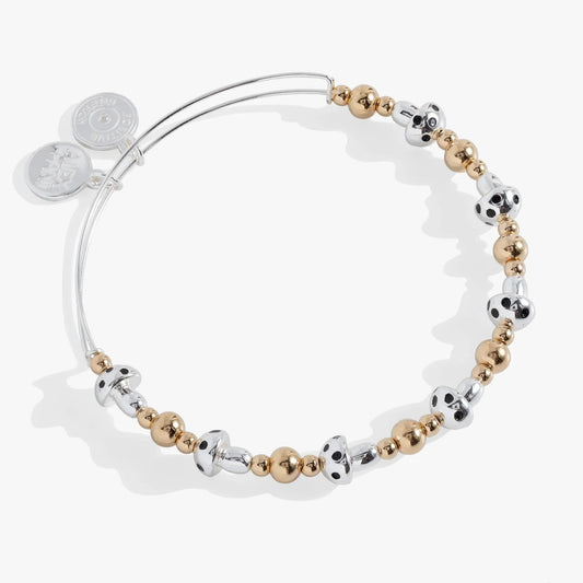 Mushroom Beaded Bangle bracelet by ALEX AND ANI; silver and gold-tone beads with mushroom motif on Tampa Home & Garden Store