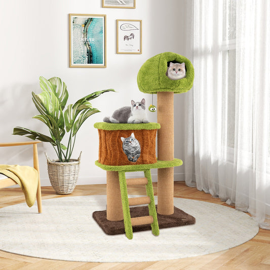 Cute Cat Tree for Indoor Cats with Mushroom-shaped Nest Condo and Climbing Ladder-Green - Tampa Home & Garden Store