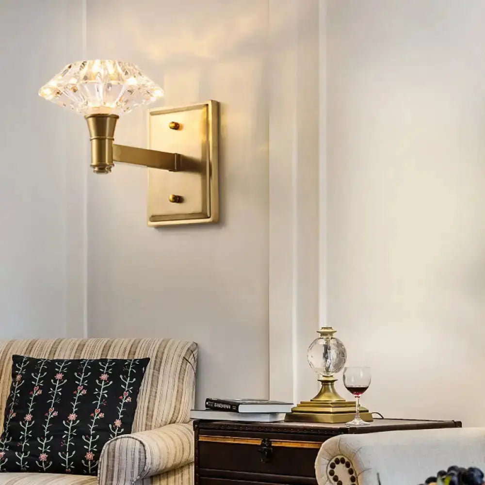 Mussel Brass Crystal Wall Lamp with Sconce