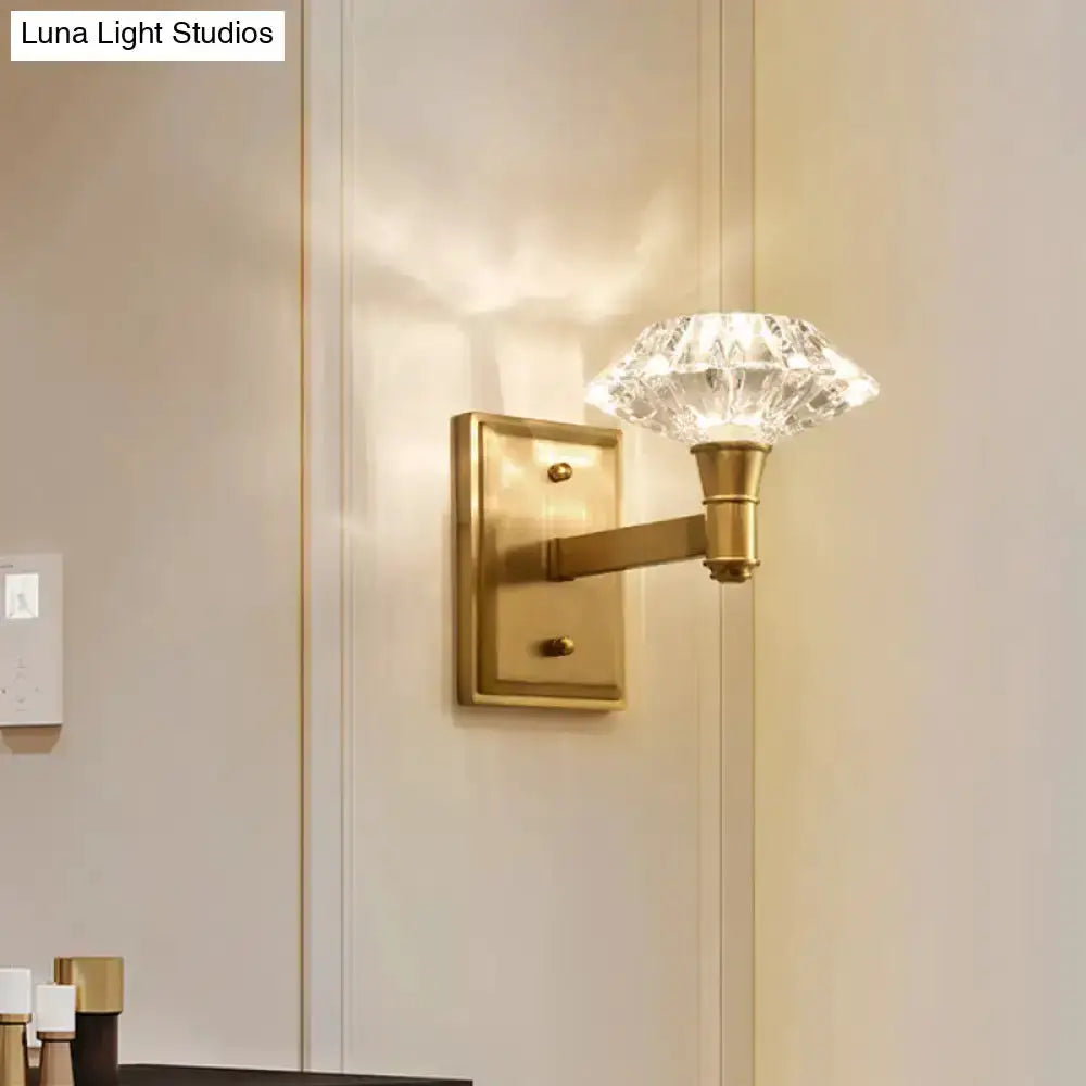 Mussel Brass Crystal Wall Lamp with Sconce