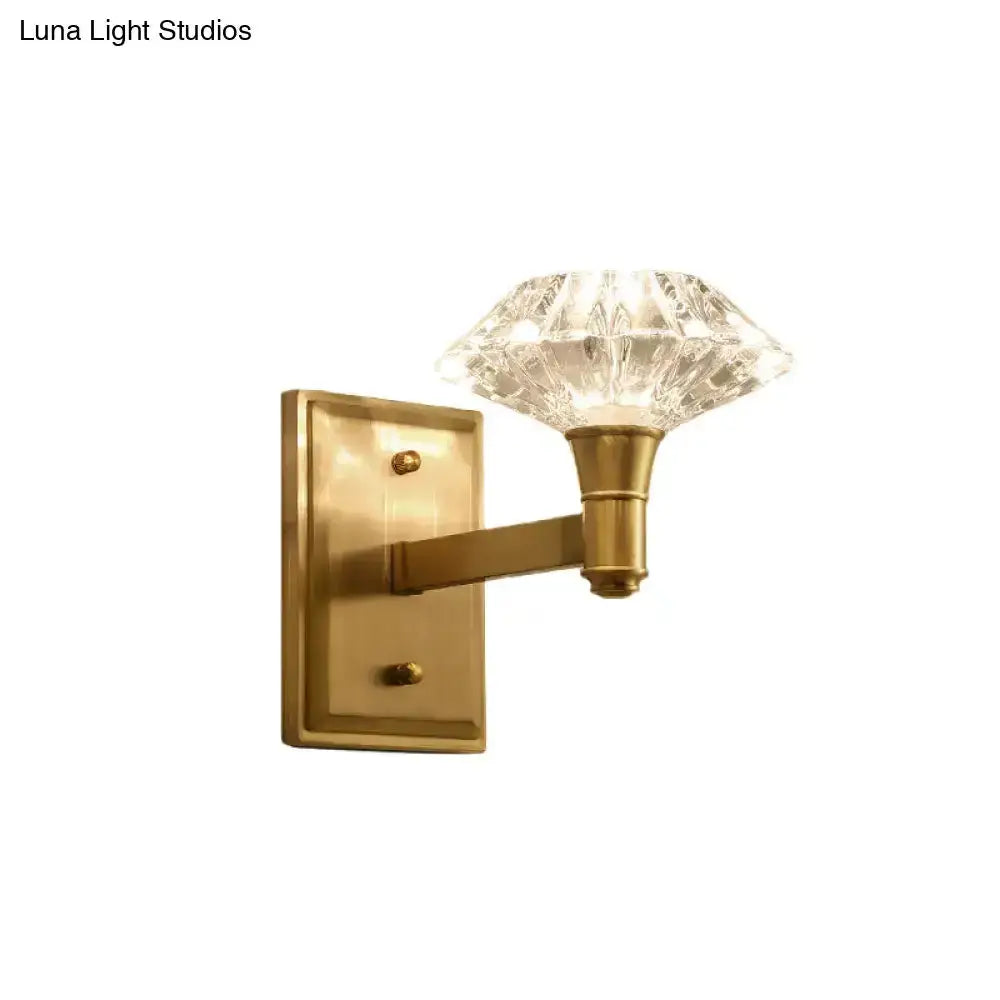 Mussel Brass Crystal Wall Lamp with Sconce