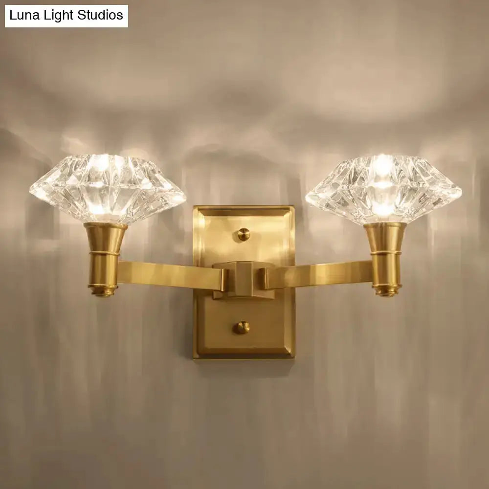 Mussel Brass Crystal Wall Lamp with Sconce