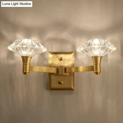 Mussel Brass Crystal Wall Lamp with Sconce
