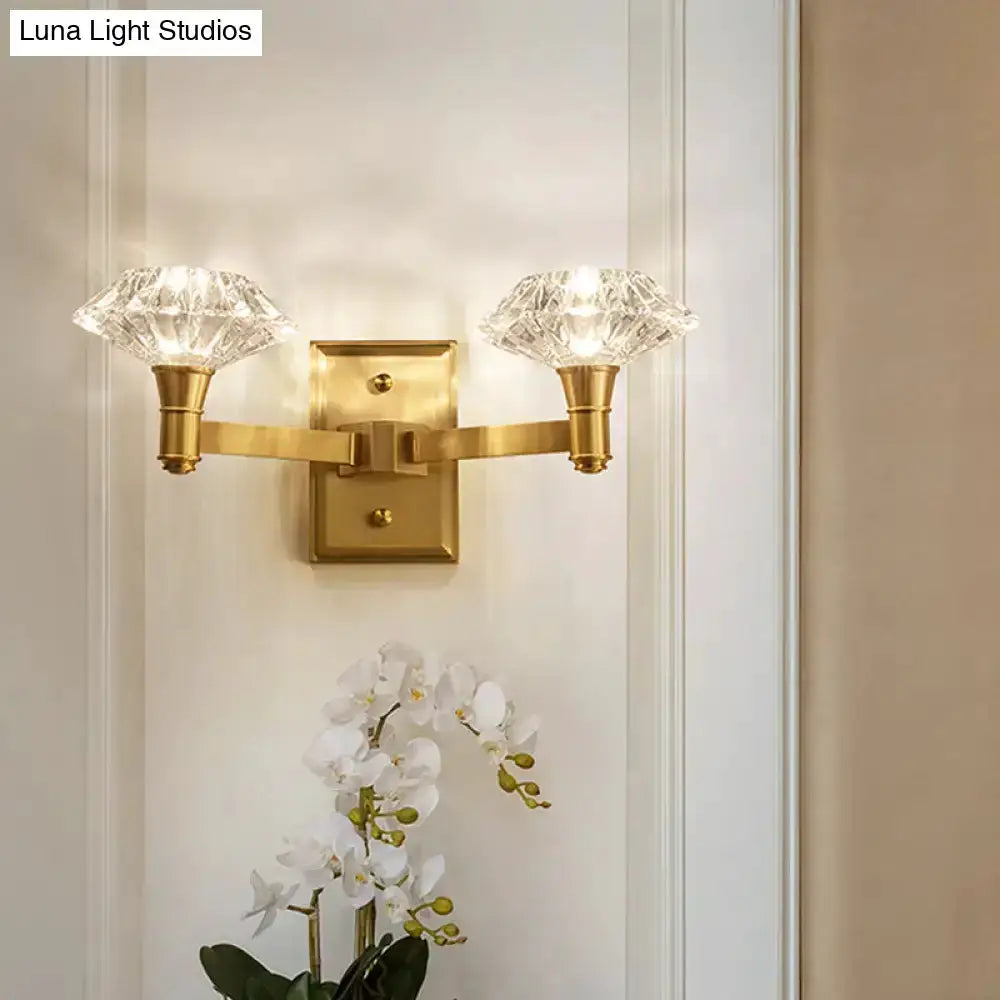 Mussel Brass Crystal Wall Lamp with Sconce