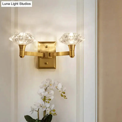 Mussel Brass Crystal Wall Lamp with Sconce