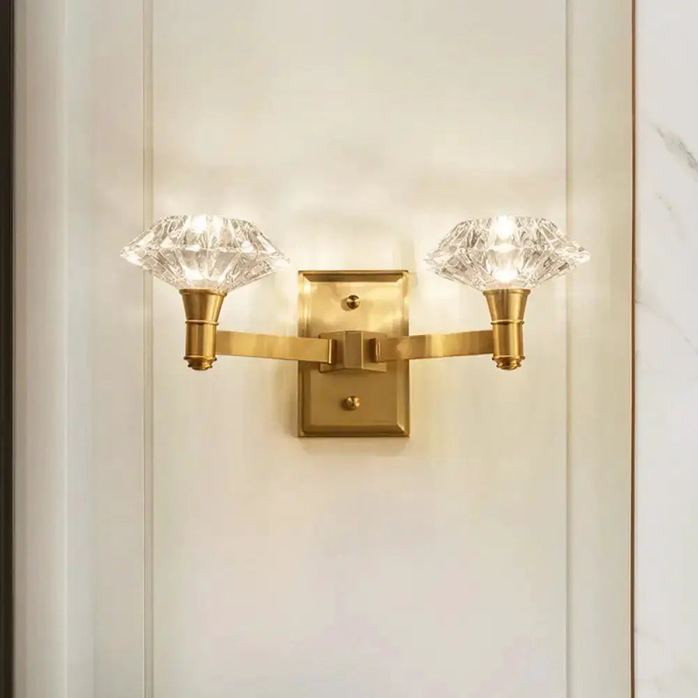 Mussel Brass Crystal Wall Lamp with Sconce