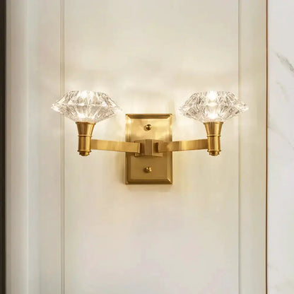 Mussel Brass Crystal Wall Lamp with Sconce