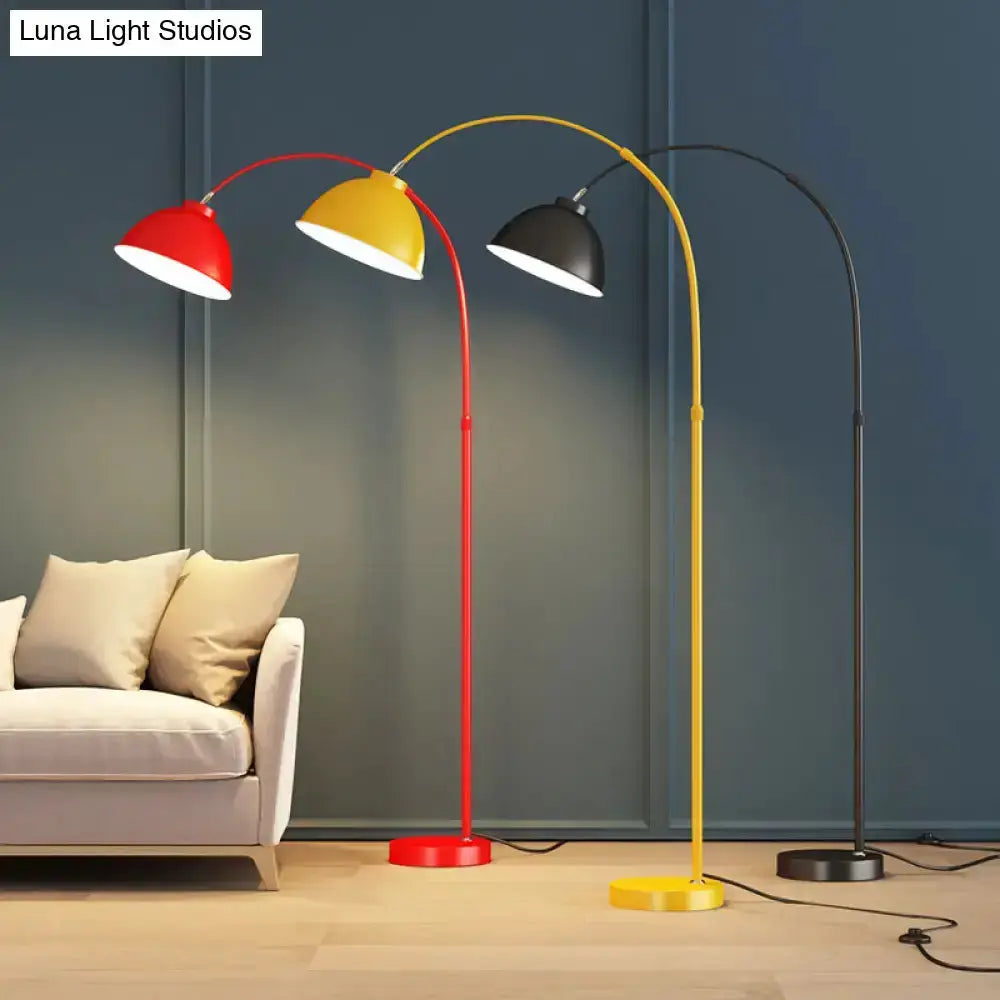 Mustard Yellow Adjustable Arched Floor Lamp