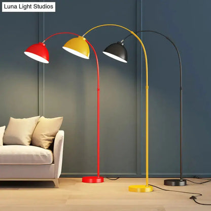 Mustard Yellow Adjustable Arched Floor Lamp